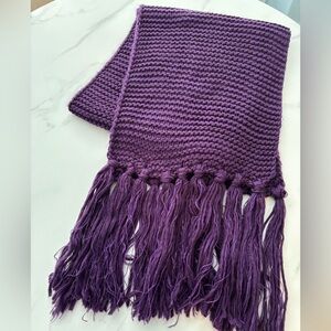 Purple Knit Fringe Scarf